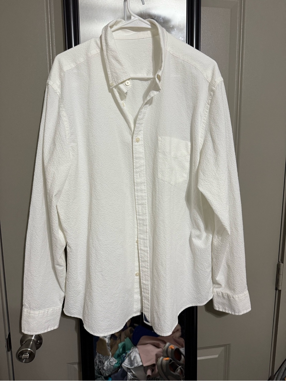 UNTUCKit White Textured Long-Sleeve Button-Down Shirt